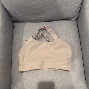 Women's Sweat and Milk Tan Ribbed Sports Bra